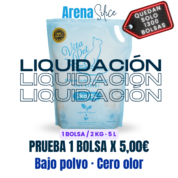 Vita Pet · Sílice de alta pureza 1 bolsa-2 kg/5L.