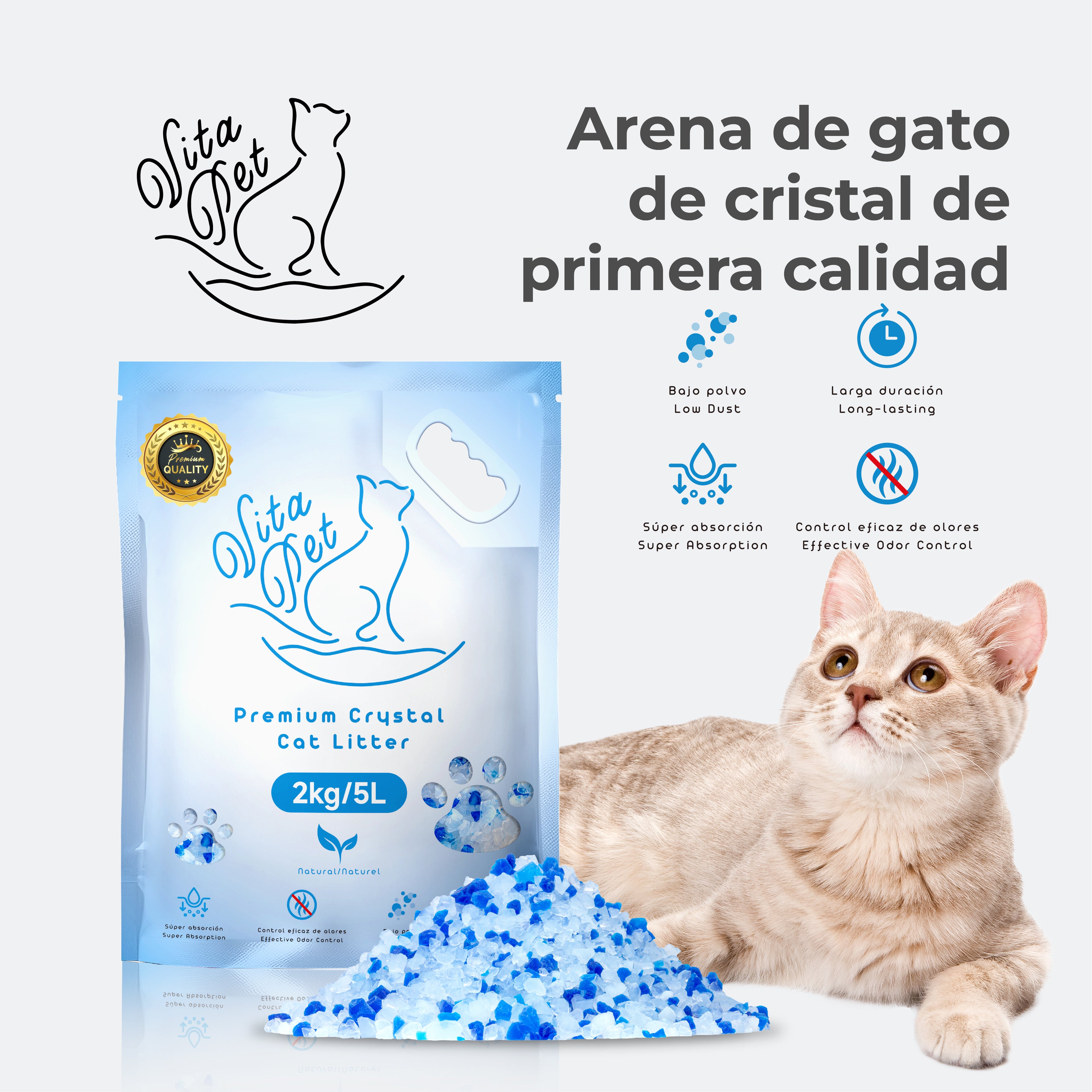 Vita Pet · Sílice de alta pureza (2 kg / 5 L)